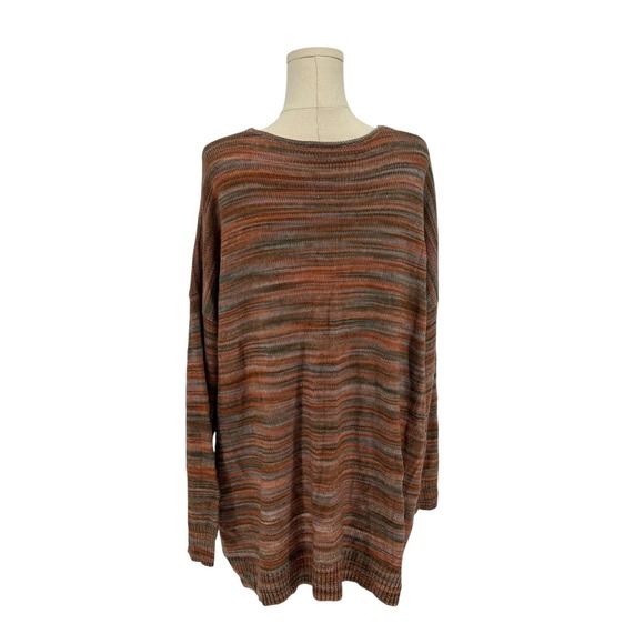 A.N.A. A New Approach Tan & Blue Fall Colors Tunic Length V Neck Sweater (XXL) - Picture 2 of 4